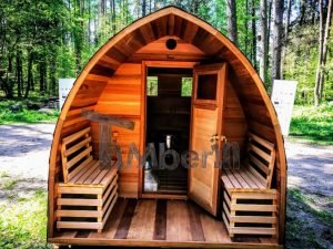 Outdoor Garden Wooden Sauna Red Cedar With Electric Heater And Porch (19)