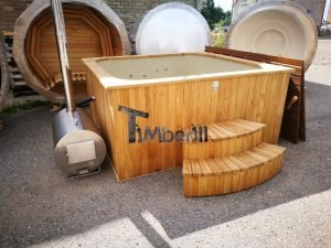 Wood burning hot tub rectangular model with round oven