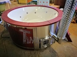 Fiberglass Lined Outdoor Hot Tub Integrated Heater With Wood Staining In Red (24)