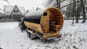 Mobile Outdoor Sauna On Wheels Harvia Wood Burner (1)
