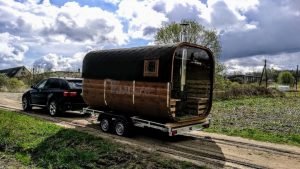 Mobile Rectangular Outdoor Sauna On Wheels Trailer (11)