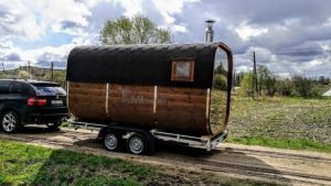 Mobile Rectangular Outdoor Sauna On Wheels Trailer (13)