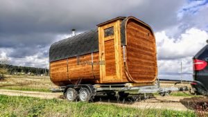 Mobile Rectangular Outdoor Sauna On Wheels Trailer (4)