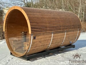 Sauna Ogrodowa Beczka Elektryczna Opalana Drewnem Z Ażurowym Dachem (1)