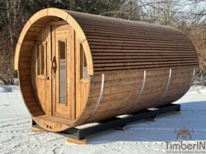 Sauna Ogrodowa Beczka Elektryczna Opalana Drewnem Z Ażurowym Dachem (4)