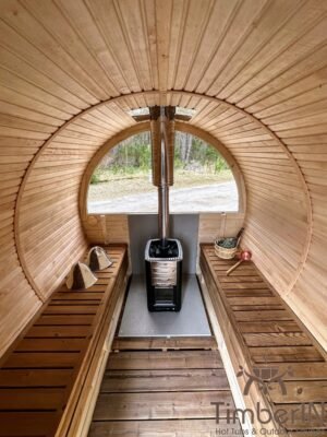 Sauna Ogrodowa Beczka Elektryczna Opalana Drewnem Z Wanną Z Hydromasażem Z Włókna Szklanego (5)